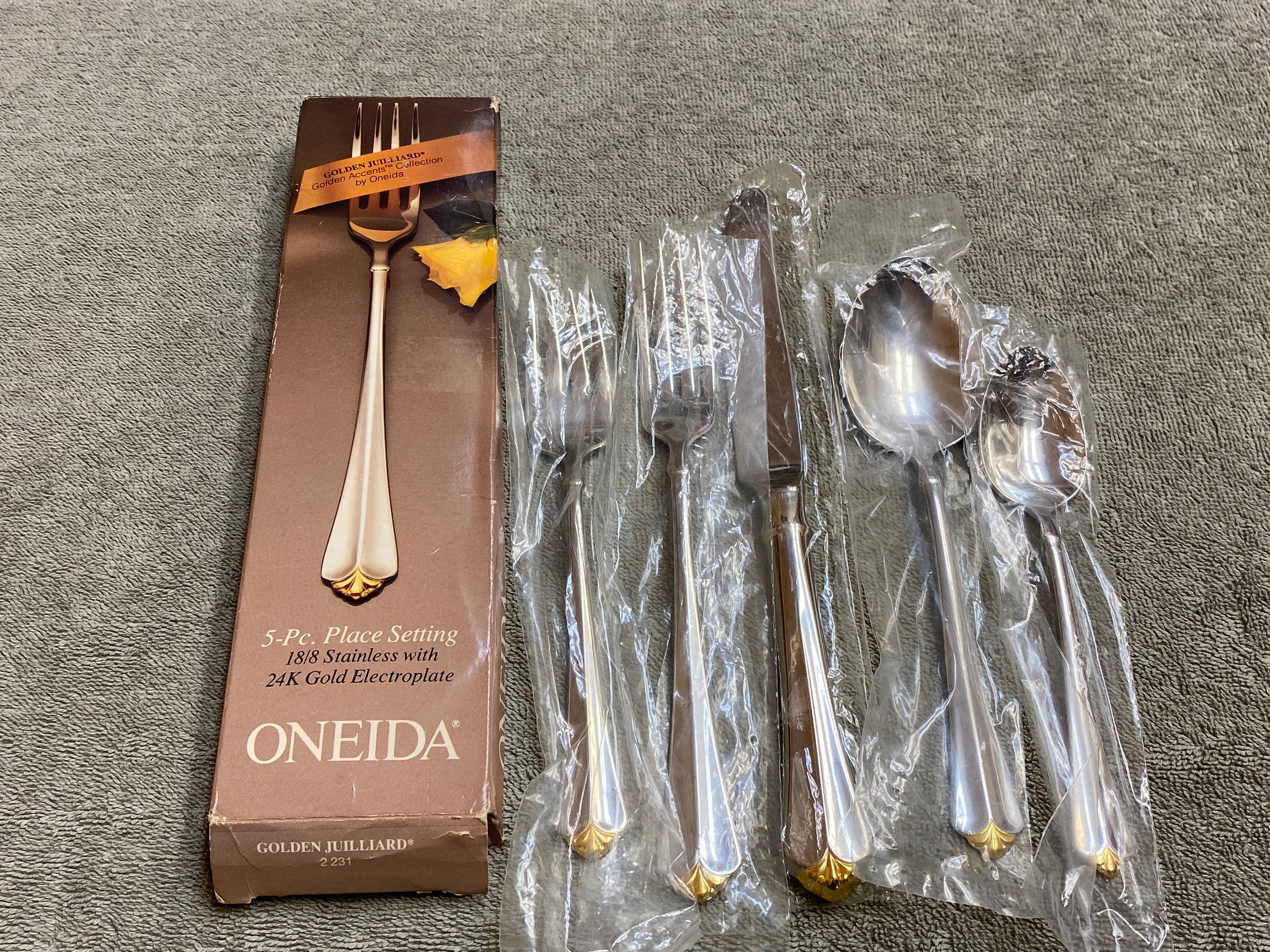 Oneida Golden Juilliard USA Stainless Flatware One5 Pc Place Setting multiple Sets Available Etsy