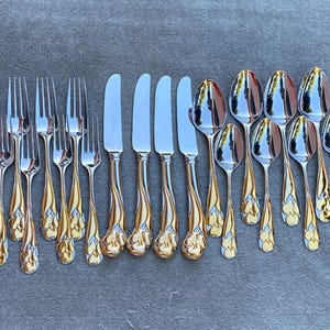 Yamazaki Adena Gold accent 18/8 stainless flatware 20 piece set