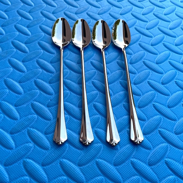 Oneida Juilliard Glossy Heirloom Stainless Steel Iced Tea Spoons 7-3/8", Set of 4