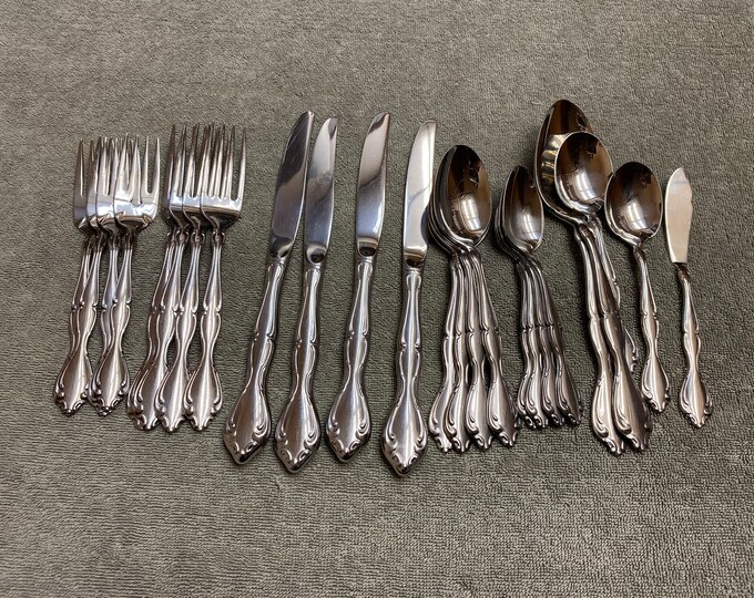 Oneida Cantata Stainless Steel Glossy Flatware 25 Pieces Set Etsy