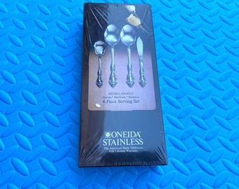 Oneida Michelangelo USA Heirloom stainless steel flatware 4 piece serving set-NEW