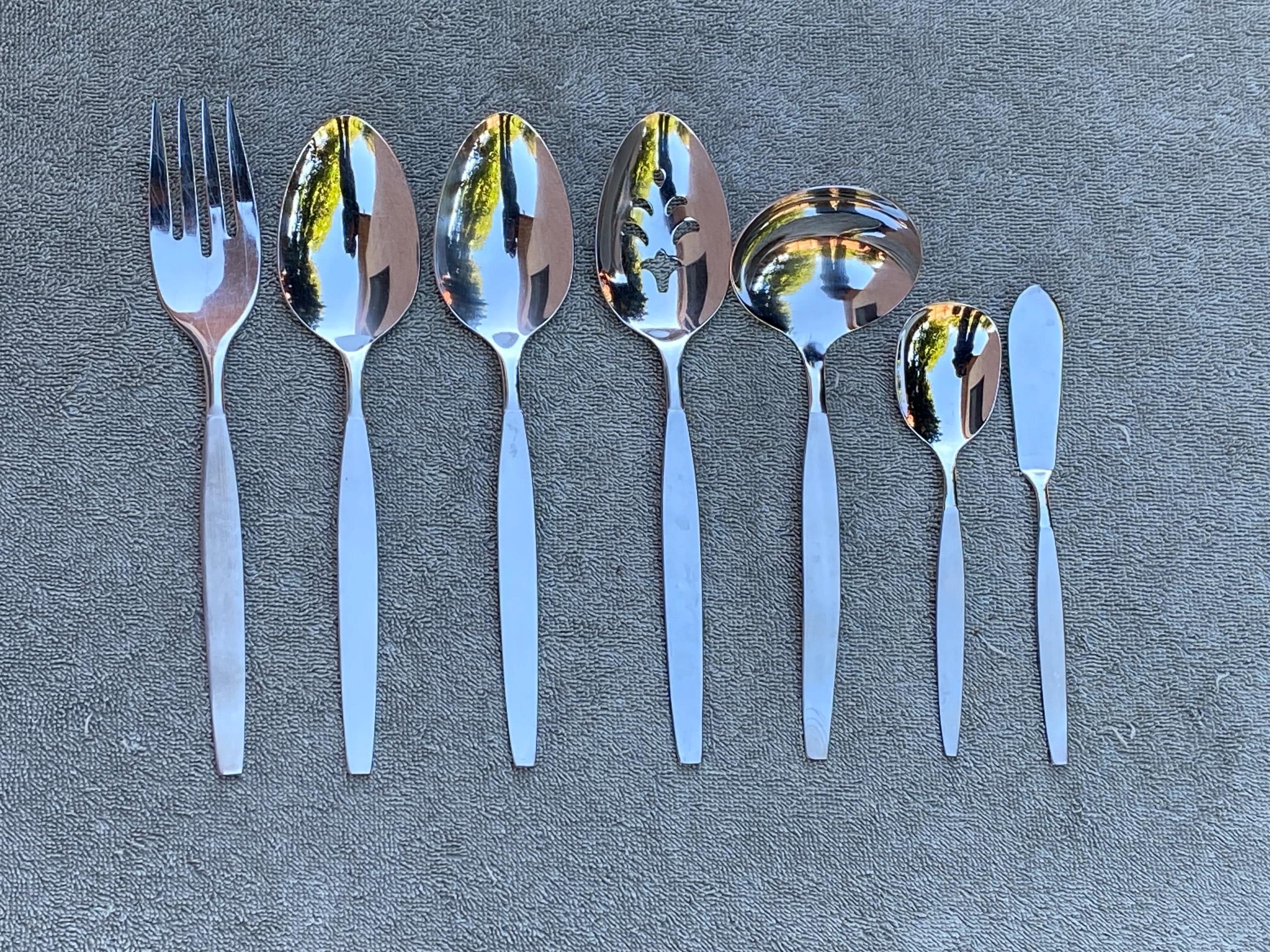Oneida Frostfire community stainless steel flatware 7 piece serving hostess set-USED