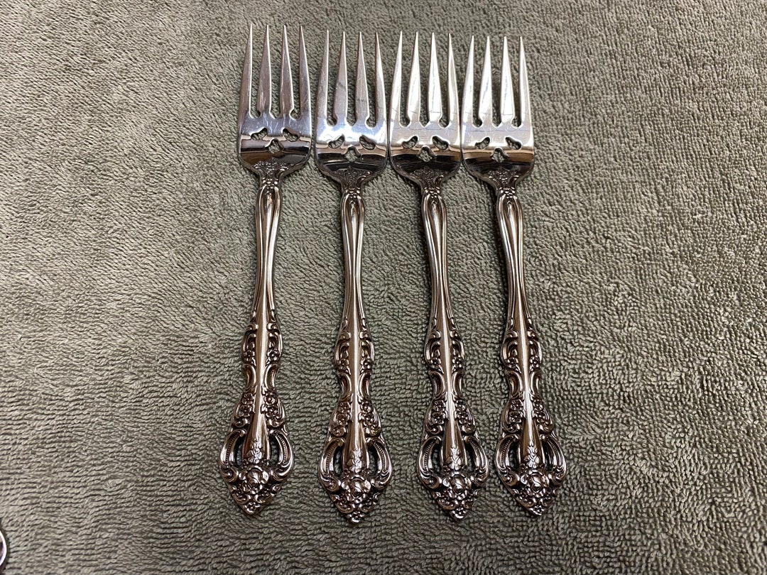 Oneida Michelangelo Heirloom Stainless Flatware 4 Salad Forks Etsy