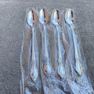 Oneida Plantation Community stainless steel flatware 4 iced tea spoons 7.25&quot; UNUSED