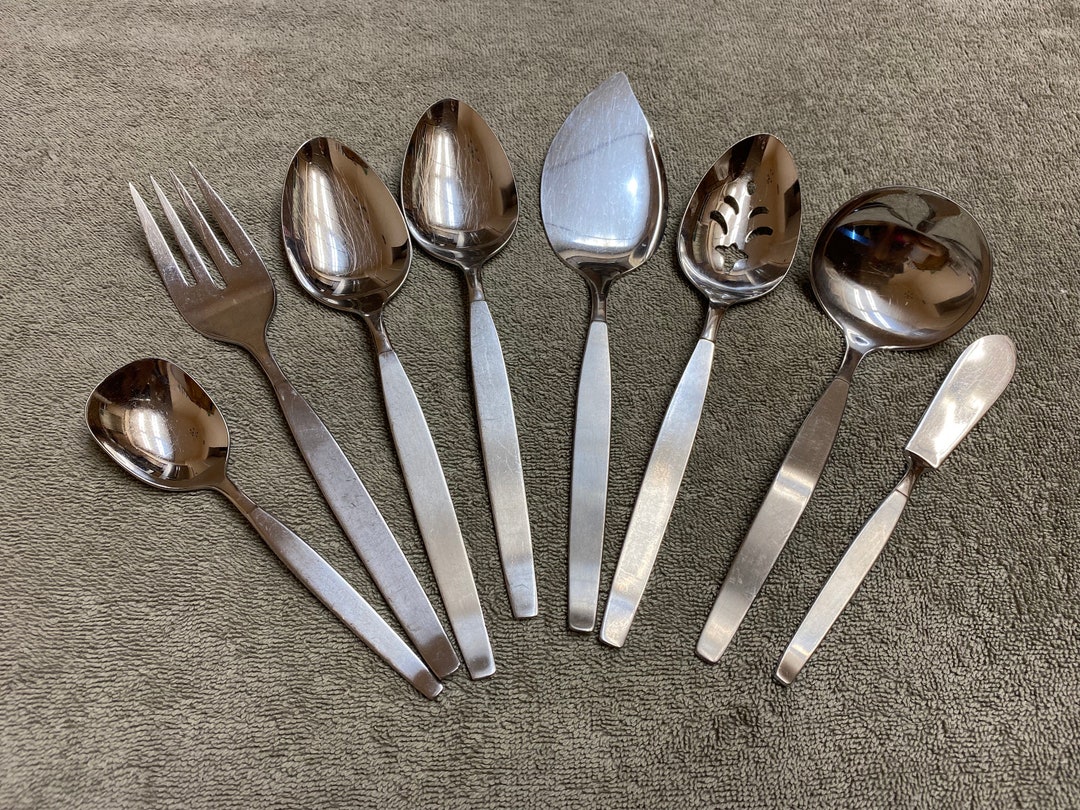 Oneida Frostfire Community Stainless Steel Flatware 8 Serving Pc Set Etsy