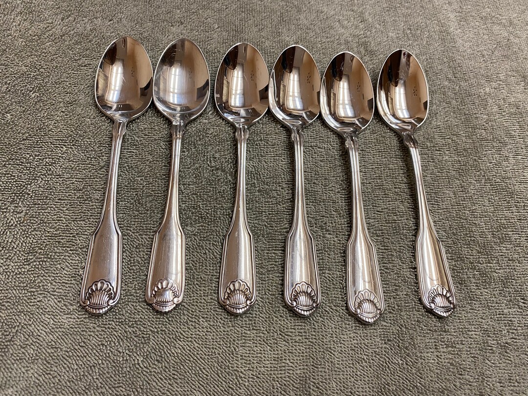 ONEIDA Classic Shell Stainless Steel Flatware 6 Teaspoons 6 Cube Mark