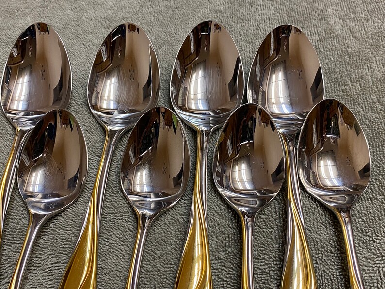 Yamazaki Adena Gold Accent 18/8 Stainless Flatware Four5 Pc Etsy