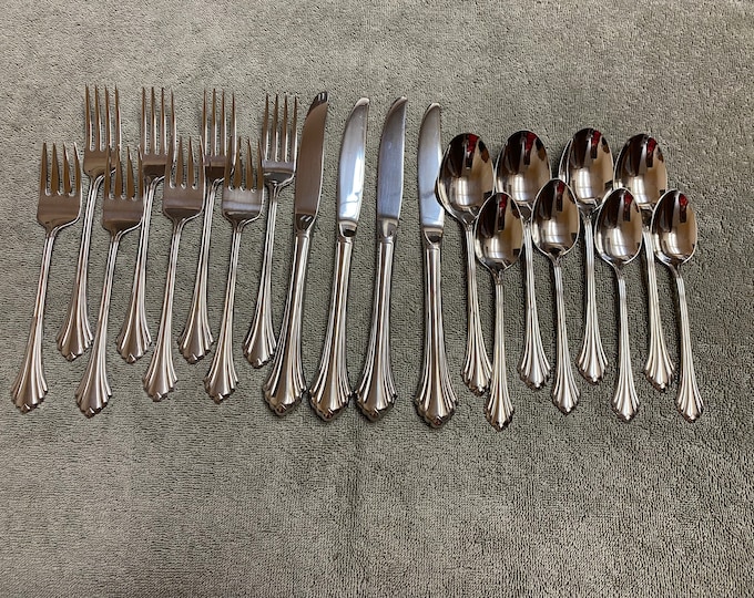 Oneida Bancroft Stainless USA Flatware 20 Piece Set Excellent Etsy