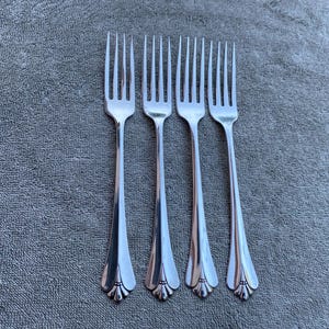 Oneida Royal Flute Community stainless flatware 4 dinner forks 7-3/4&quot;