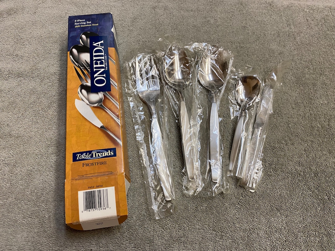Oneida Frostfire Community Stainless Flatware 5 Serving Hostess Set Etsy