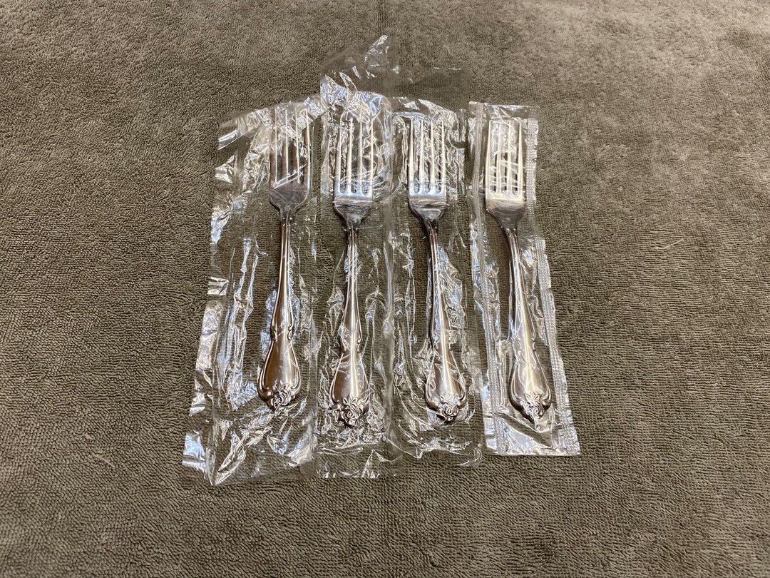 Oneida True Rose/arbor Rose USA Stainless Flatware 4 Dinner Forks 7.25 UNUSED Etsy