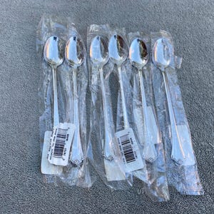 Oneida Anticipation 6 iced tea spoons 7-3/8&quot; deluxe stainless steel flatware Unused