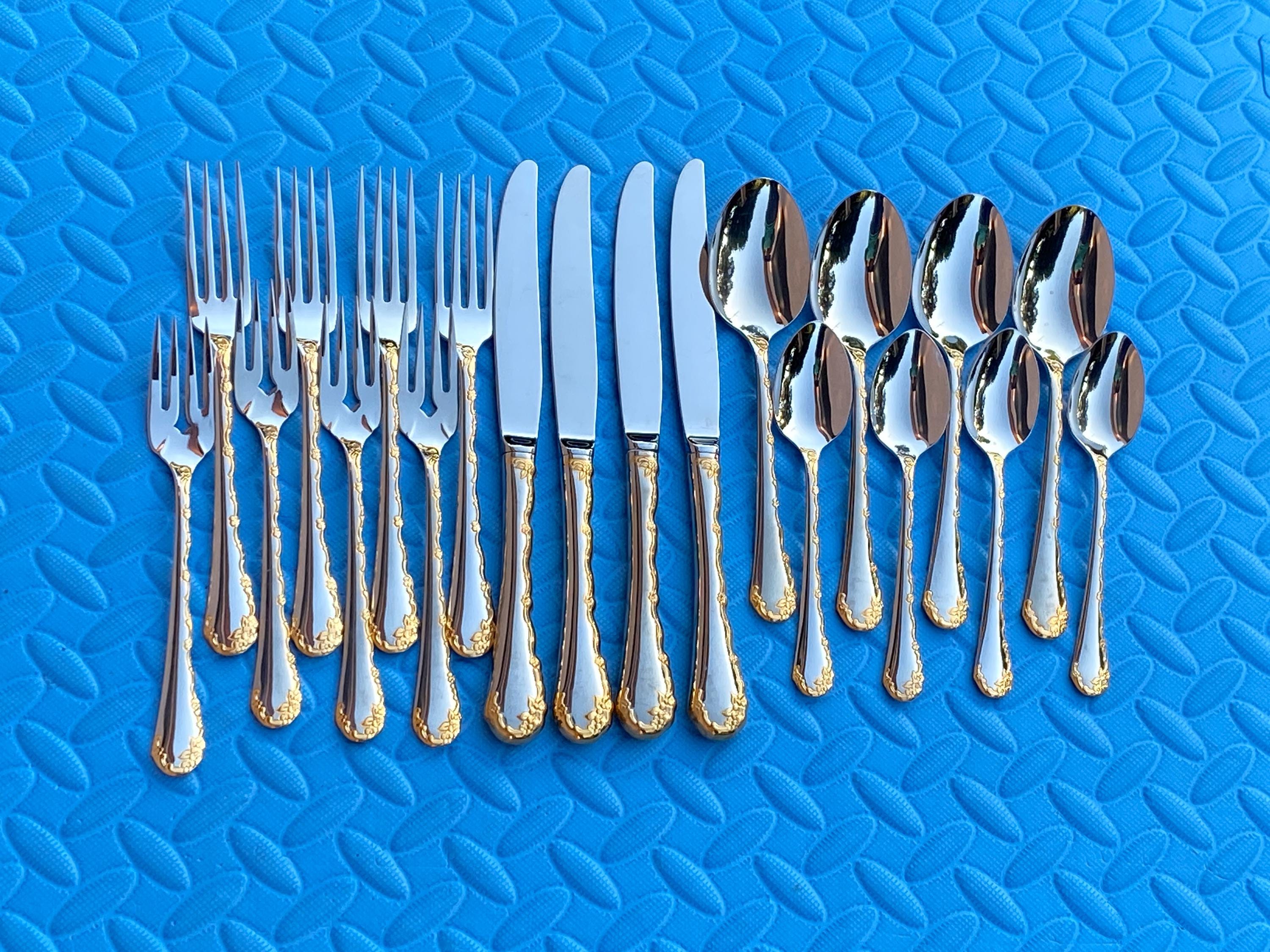 Oneida Community Golden Clarette Stainless Steel Flatware With Gold Accent - CHOICE Of Pieces (Used)