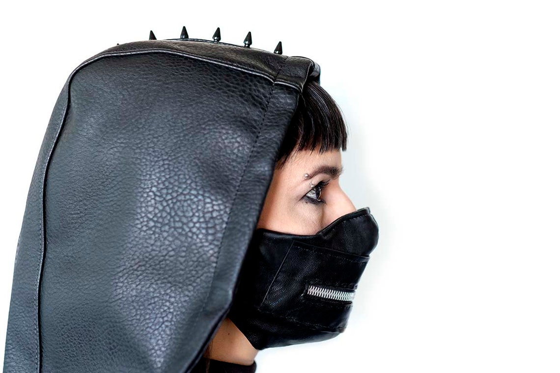 Leather Face Mask With Zipper Etsy Canada
