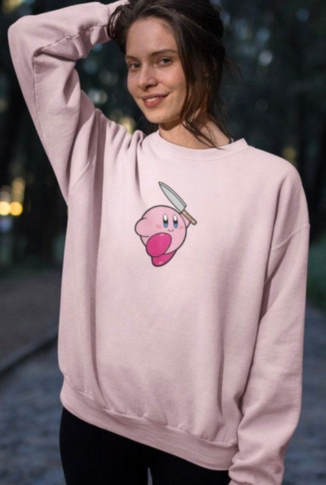 Kirby con una sudadera de cuchillo regalo de Kirby sudadera - Etsy España