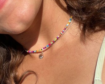 Smiley Face Summer Beaded Necklace - Etsy