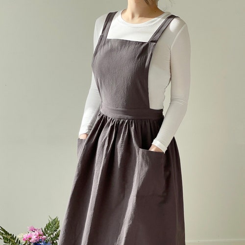 Apron Dress for Women Linen Cotton Comfortable Gift for Her Etsy