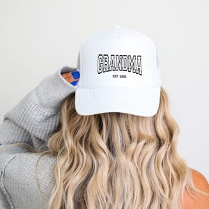 Custom Trucker Hat, Custom Year Foam Cap, Happy Mothers Day Gift, Grandma Trucker Hat, Gift for Grandma, New Grandmother Gift, Baseball Hats