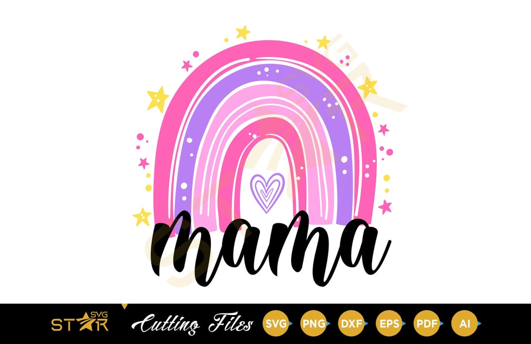 MAMA Rainbow Svg Mom Rainbow Gift Svg Files Rainbow Boho Etsy