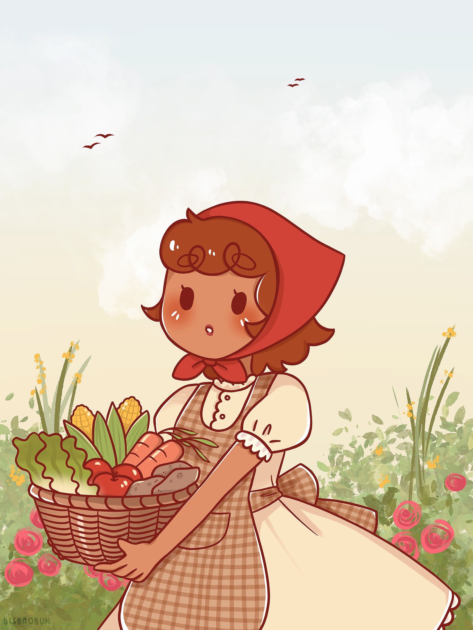 Cottagecore Girl Art Print / Aesthetic Art Print / Gardening Etsy
