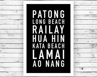 Thailand - Prints, Typography, Wall Art, Poster, Decor, Minimalist (Unframed)