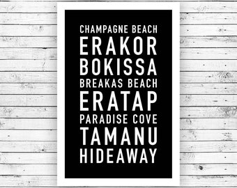 Vanuatu - Beach Decor, Beach Print, Typography Print, Beach Wall Art, Beach Art, Beach Poster, Beach Sign (Unframed)
