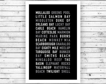 Western Australia, Australia - Prints, Typography, Wall Art, Poster, Decor, Minimalist (Unframed)