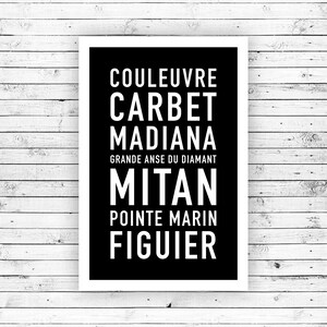 Martinique - Prints, Typography, Wall Art, Poster, Decor, Minimalist - Carbet, Madiana, Mitan, Figuier (Unframed)