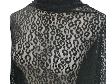 Tissu léopard extensible dans 4 directions : tissu noir pour soutien-gorge - l&#39;mètre