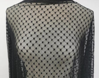 4-Wege-Stretch Big Heart Fabric Mesh Schwarz Weiß Herz Spitze für Dessous BH Bodysuit Valentinstag Stoff Super Soft Stretch Herz Stoff