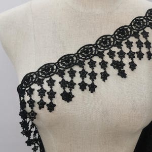 Star Tassel Embroidered Lace  Stars lace trim Black Stars Fringe Lace Trim Beautiful Stars Dangle Lace  85 mm width by the yard