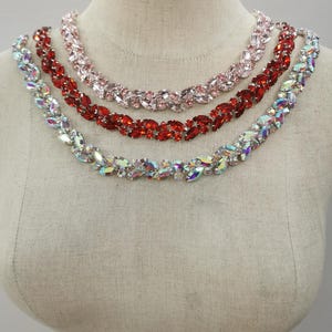 Leaf Rhinestone Trim: Crystal Wedding Sash Belt, Bag/Shoe Decoration (1 Yard)