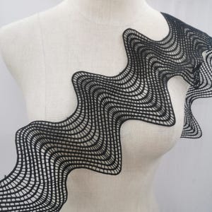 Black & White Embroidery Lace Trim: Neckline, Sleeves, Dress Edge
