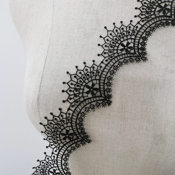 Black Spiderweb Embroidery Lace Trim: Halloween Steampunk Gothic Choker (50mm)