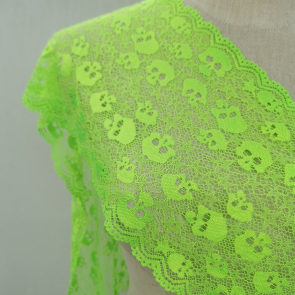 Acid green skull lace trim Halloween party Skull lace trim Dem Bone lace Steampunk Gothic wedding decor by the yard  or wholesale
