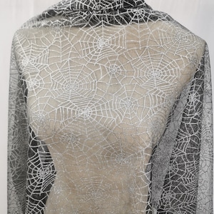 Silver Spider web fabric Glitter spider web fabric Halloween fabric by the yard or wholesale