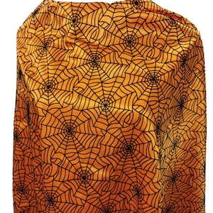 Orange spider web fabric Spider web flocking design on stain fabric 58&#39;&#39;/150 cm wide   Halloween fabric by the yard or wholesale