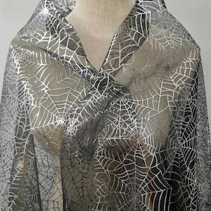 Spider web fabric Silver Foiled Spider Web Fabric  spiderweb mesh fabric spider web fabric by the yard or wholesale