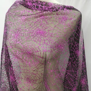 Purple Spider web fabric Glitter spider web fabric Halloween fabric by the yard or wholesale