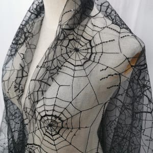 Black Spider web Lace Fabric Black Sequin Embroidery Tulle Black spider web fabric Spider web fabric by the yard or wholesale