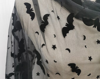3,5,10 m Halloween Stoff mit Fledermaus Halloween Stoff Fledermaus Muster