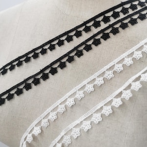 Black star lace trim Star trims 15 mm width  Halloween supplies Halloween lace trim by the yard