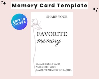 Share a Memory Card Template, Personalized Favorite Memory, Memorial ...