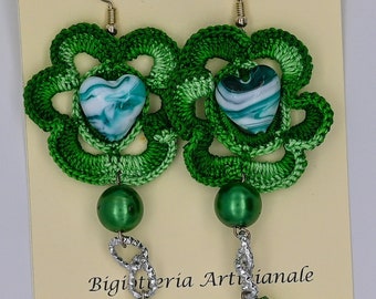 Earrings_Crochet Green Cloud!