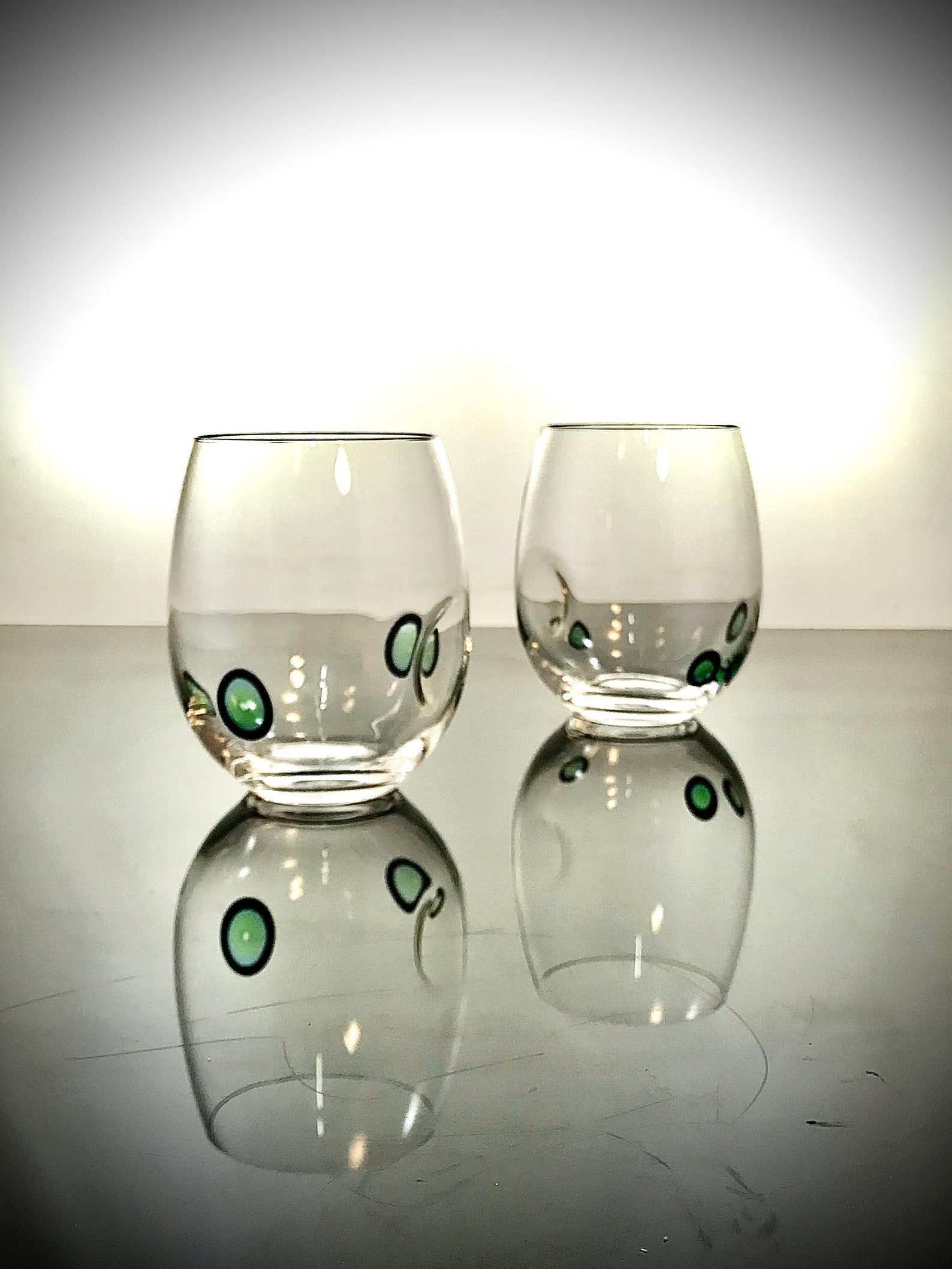 wine glasses with thumb indentation