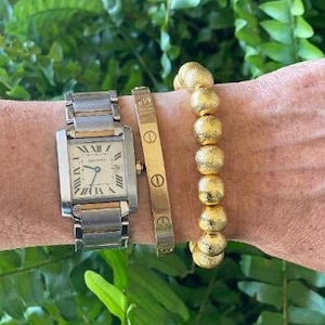 10mm Brushed Gold Bead Stretch Bracelet