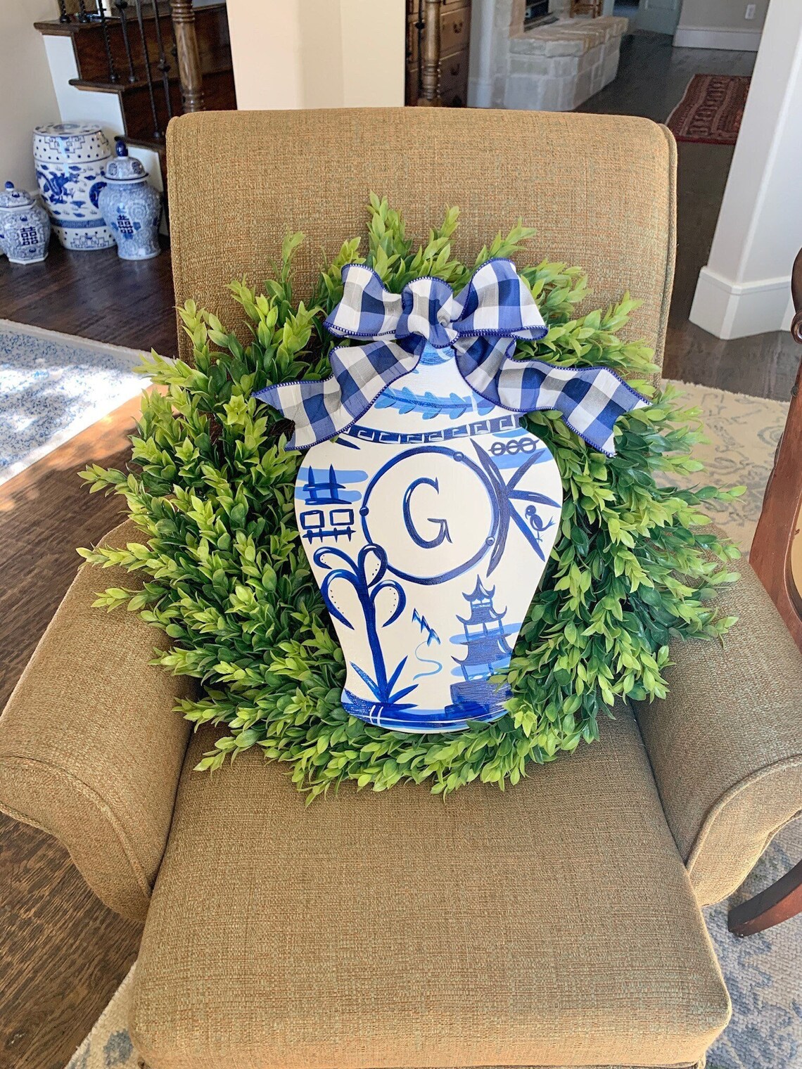 Ginger Jar Door Hanger Blue & White Chinoiserie 16 Etsy