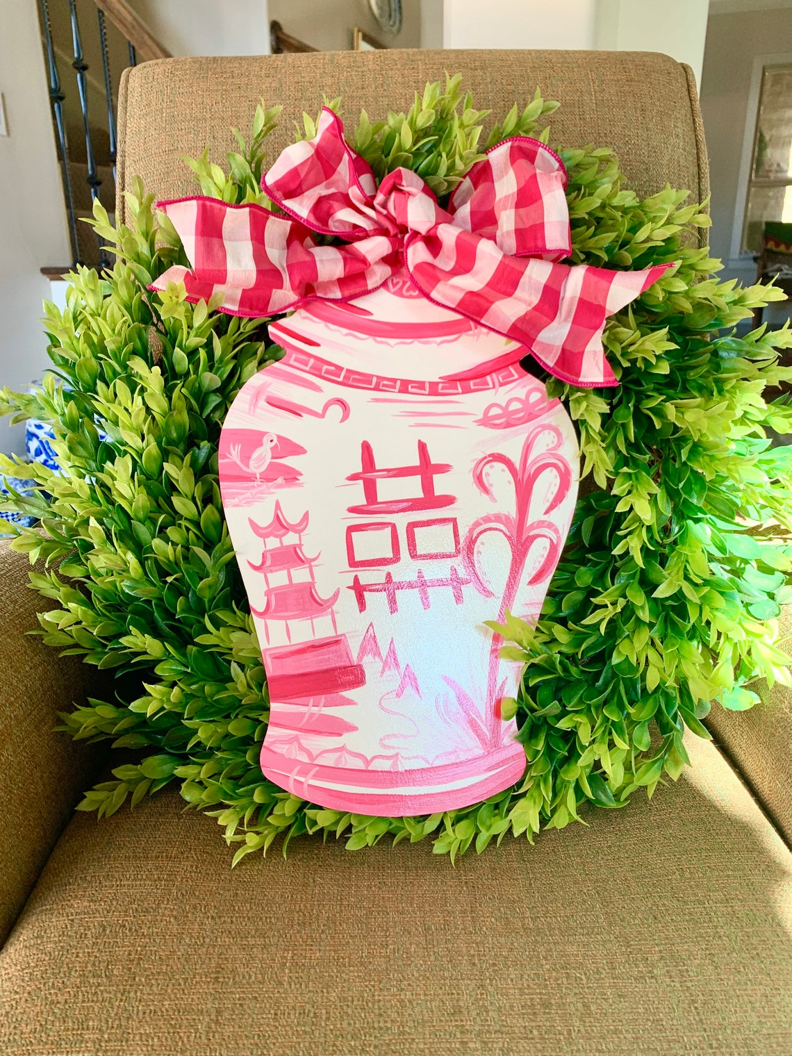 Pink and White Ginger Jar Door Hanger 16 Easter or Etsy