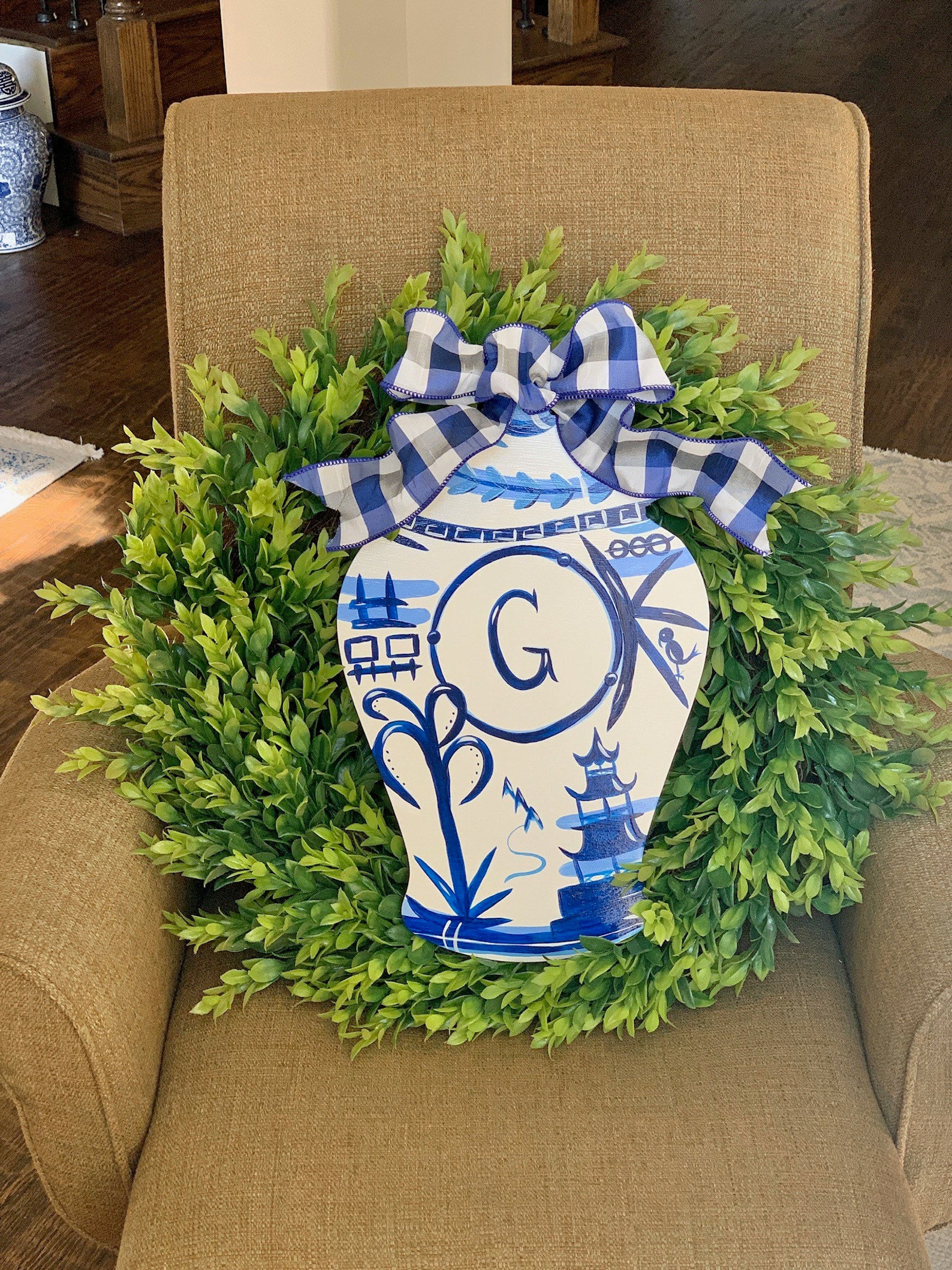 Ginger Jar Door Hanger Blue & White Chinoiserie 16 Etsy