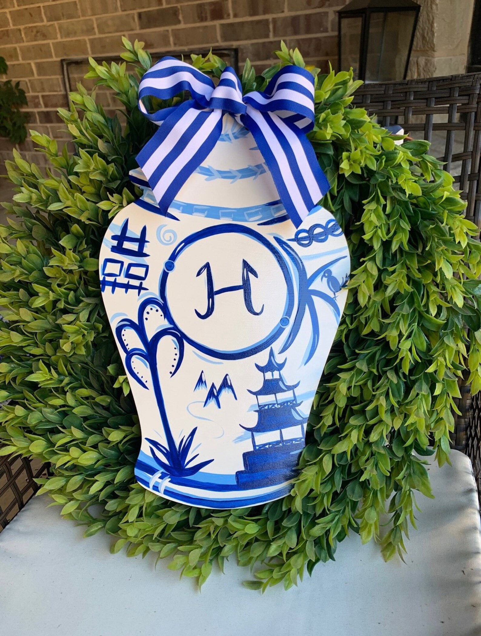 Ginger Jar Door Hanger Blue & White Chinoiserie 16 Etsy